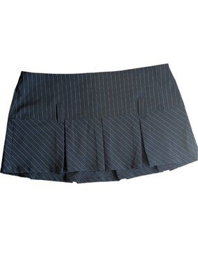Y2K Black Pinstripe Pleated Mini Skirt Low Rise Skater Emo Sz 11 Mall whimsigoth